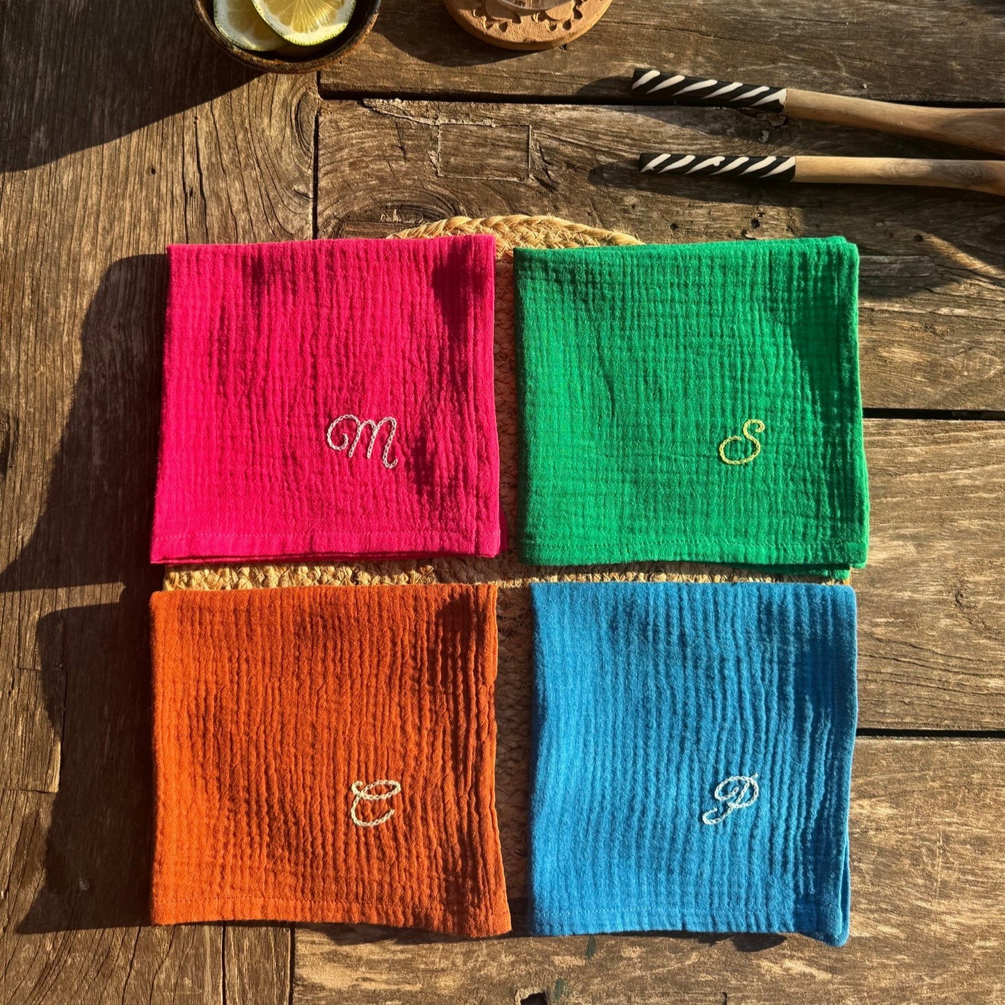 SERVIETTE DE TABLE INITIALE - BLEU