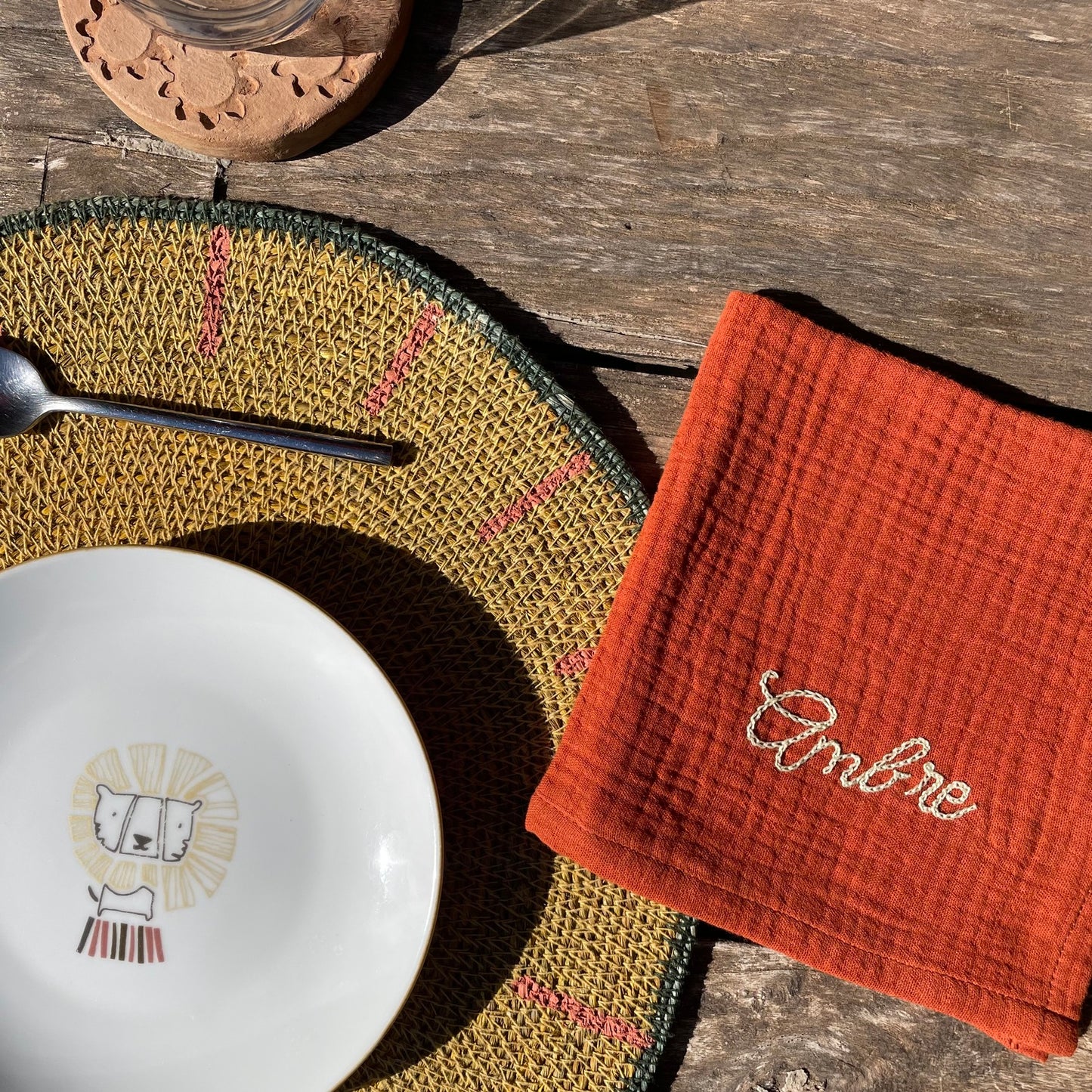 SERVIETTE DE TABLE PRÉNOM - TERRACOTTA