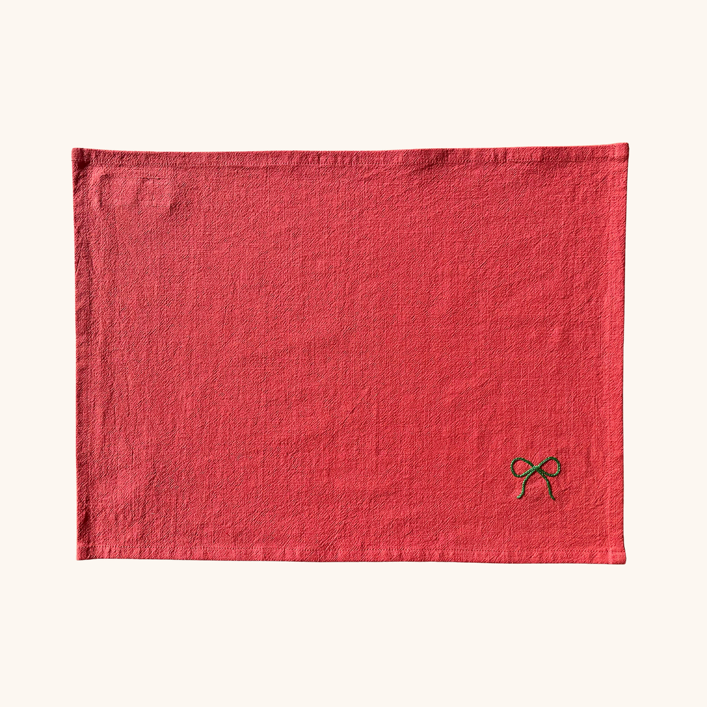 set de table en coton lavé collection de noël motif nœud broderie main atelier savane paris dimensions 35 x 45 cm