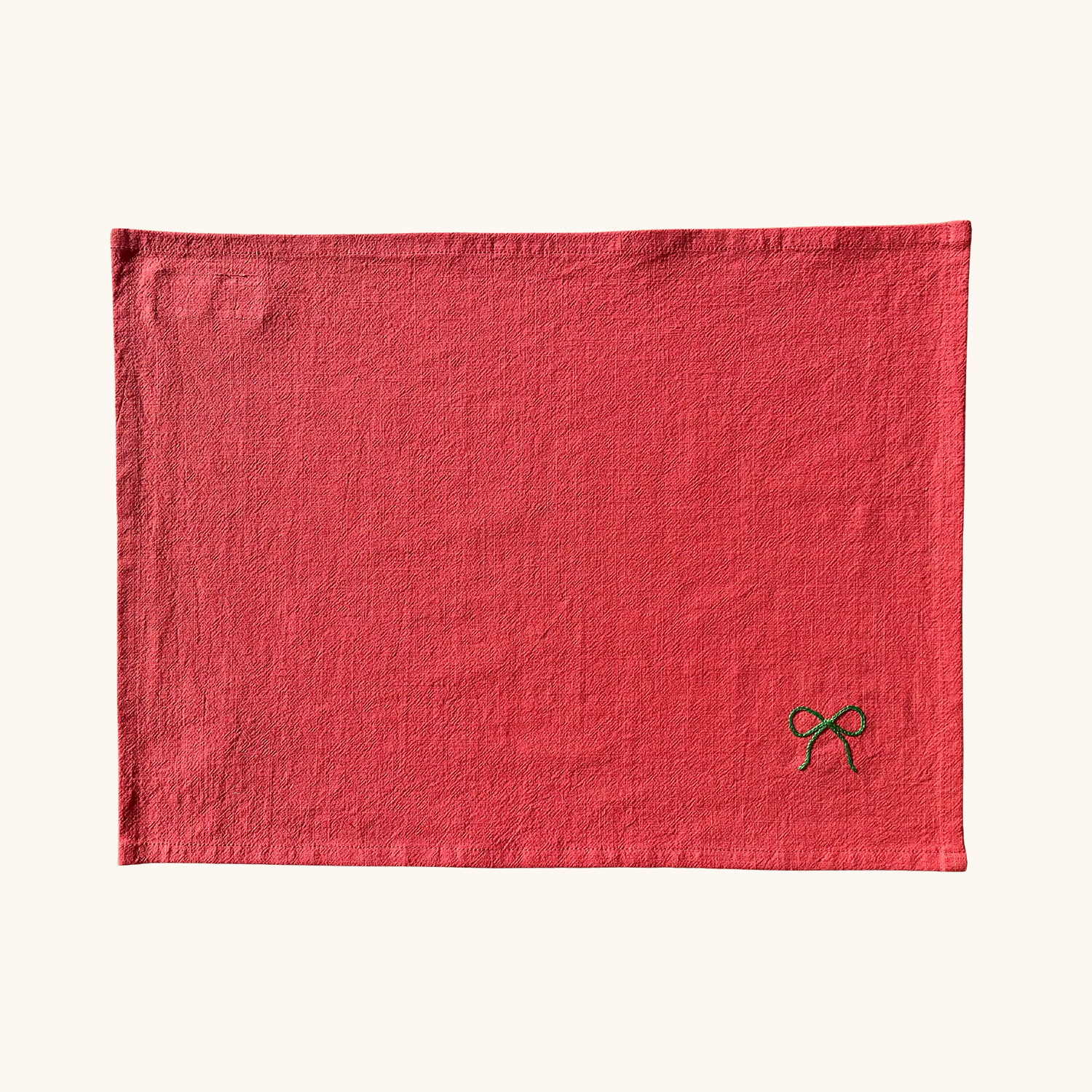 set de table en coton lavé collection de noël motif nœud broderie main atelier savane paris dimensions 35 x 45 cm