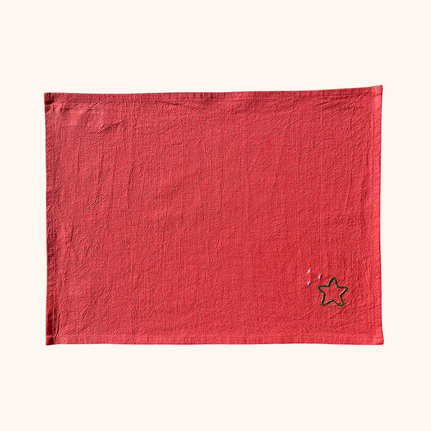 set de table en coton lavé collection de noël motif étoile broderie main atelier savane paris dimensions 35 x 45 cm