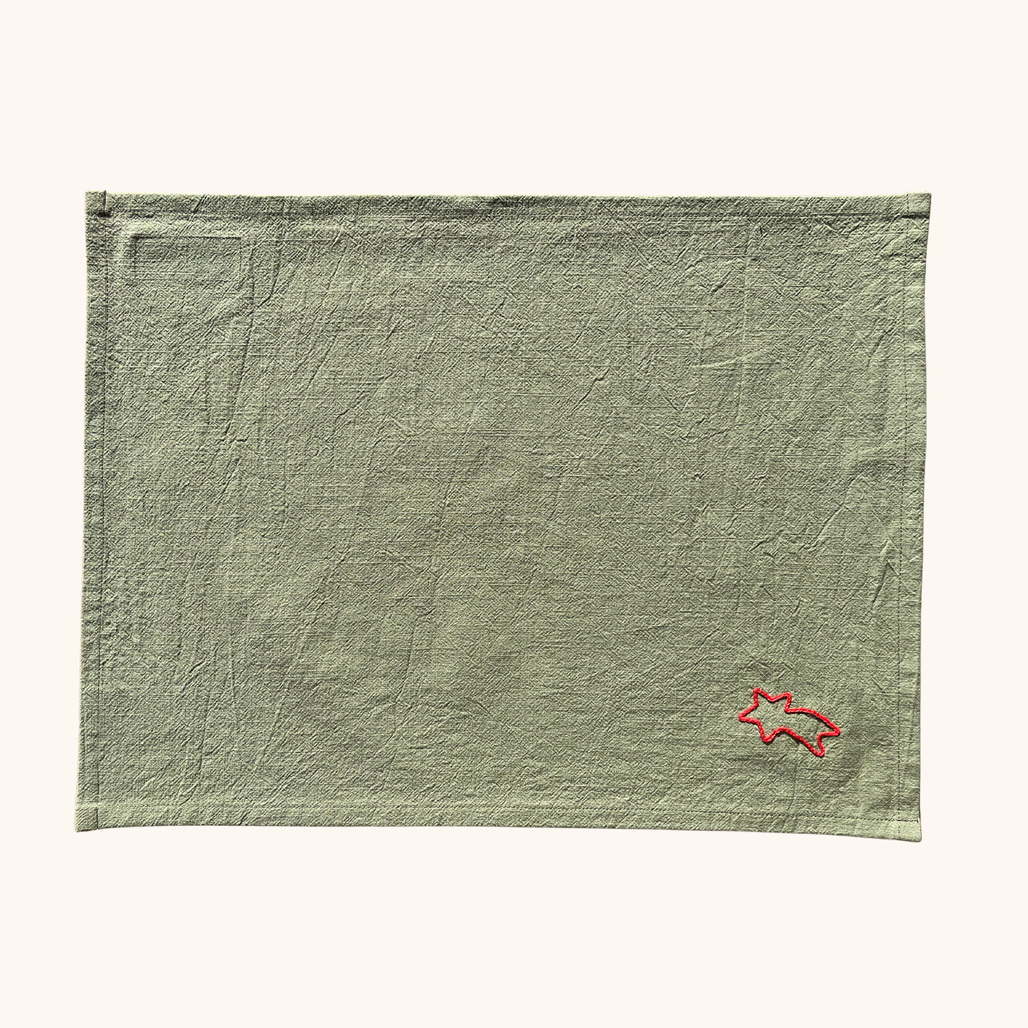 set de table de noël pour une table au décor festif motif étoile filante brodé main dimensions 35 x 45 cm couleur vert