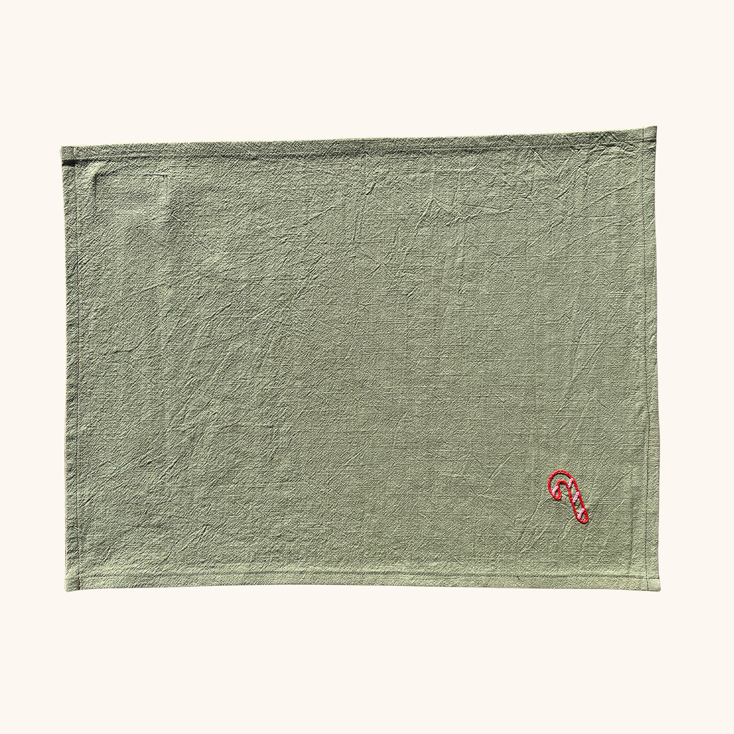 set de table de noël pour une table au décor festif motif sapin de noël brodé main dimensions 35 x 45 cm couleur vert