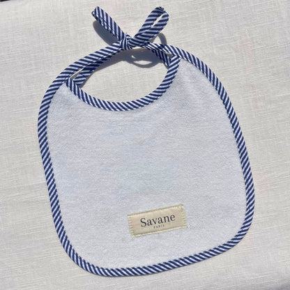 Dos absorbant du bavoir bébé personnalisé avec biais rayé Savane
