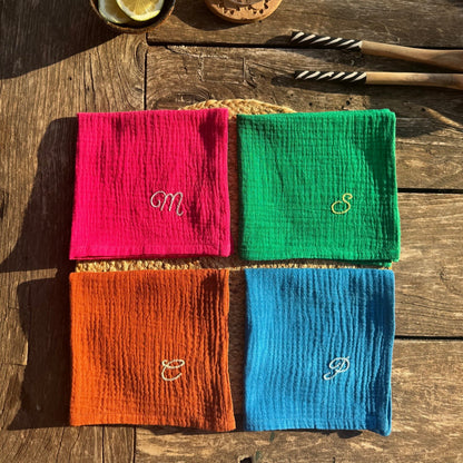 SERVIETTE DE TABLE INITIALE - TERRACOTTA