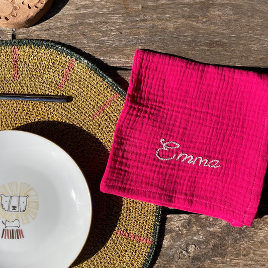 SERVIETTE DE TABLE PRÉNOM - ROSE