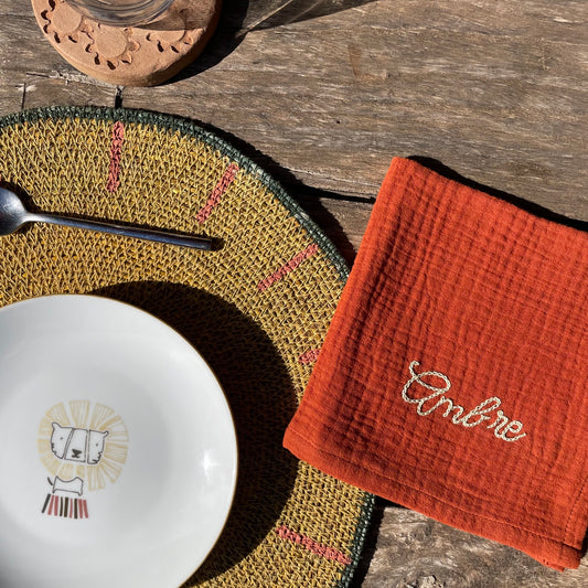 SERVIETTE DE TABLE PRÉNOM - TERRACOTTA