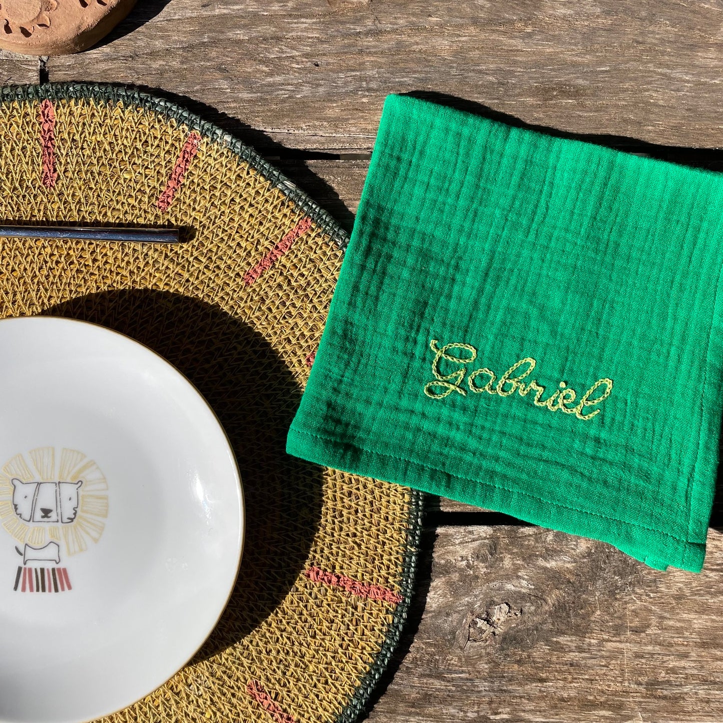 SERVIETTE DE TABLE PRÉNOM - VERT