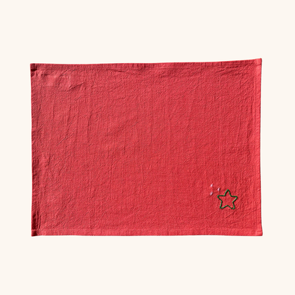 set de table en coton lavé collection de noël motif étoile broderie main atelier savane paris dimensions 35 x 45 cm 